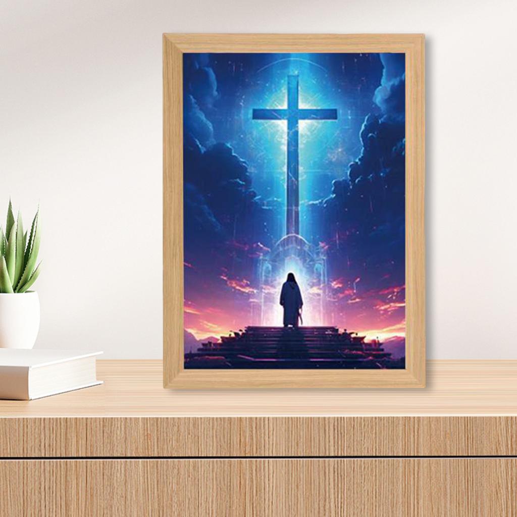 Yousheng LED Jesus Painting Night Light Dimmable Color Temperature Adjustable Decorative Illuminated 4D LED Painting Bedside Lamp