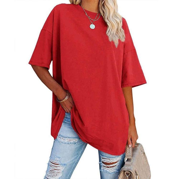 Neues lockeres einfarbiges T-Shirt Europäischer Amerikanischer Stil