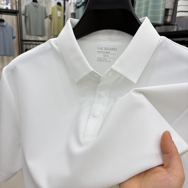 

Men s Summer Ice Silk Polo Shirt - Short Sleeve, Loose, Cool & Breathable L (suggested 115-130 jin) білий