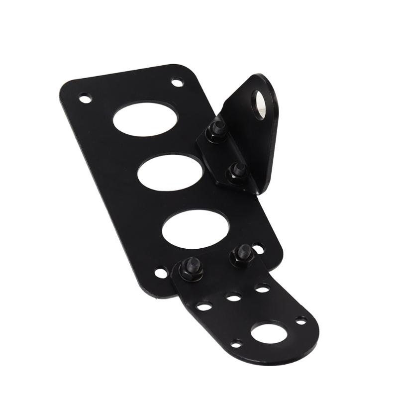 Motorcycle License Plate Mount Bracket Side Relocation Style with Adjustable Bolted Structure Slotted Plate Layout Black Finish Aluminum Build