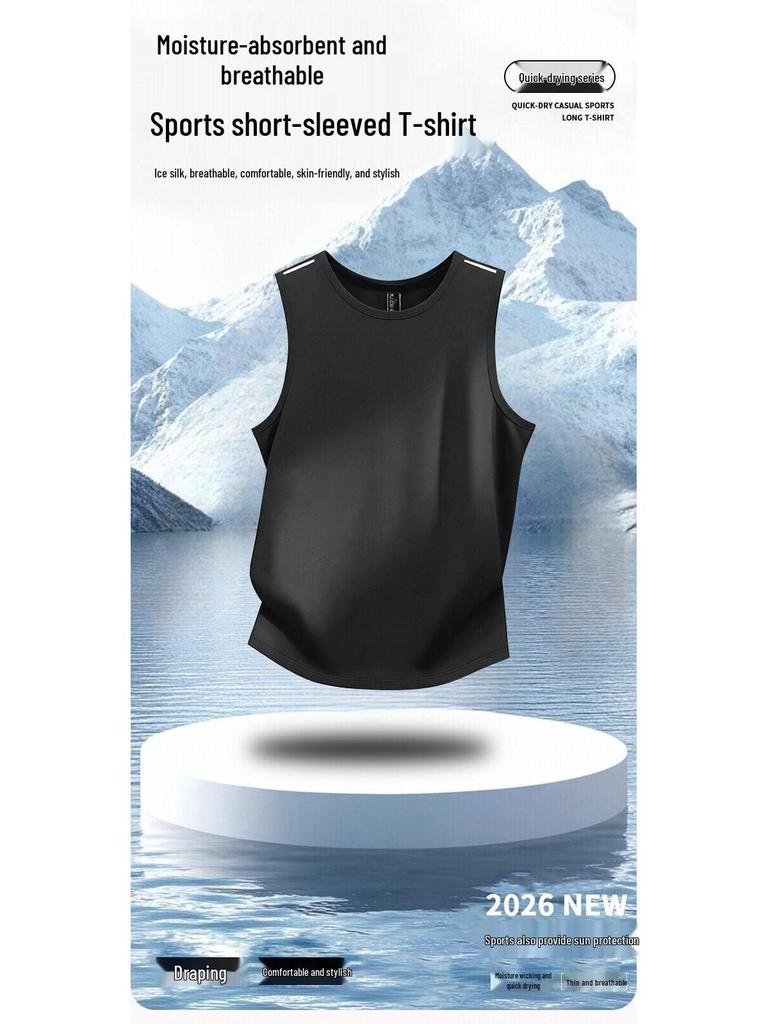 Ice Silk Quick-Dry Men's Trendy Sports Round Neck Tee - Summer 2026 Collection