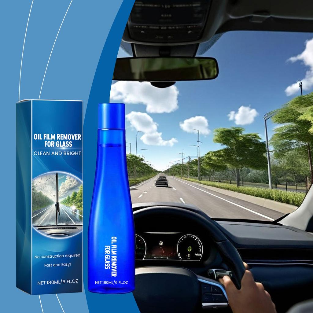 Car Glass Oil Film Remover, Car Window Decontamination Cleaning And Glass Clear Maintenance Agent 180ml