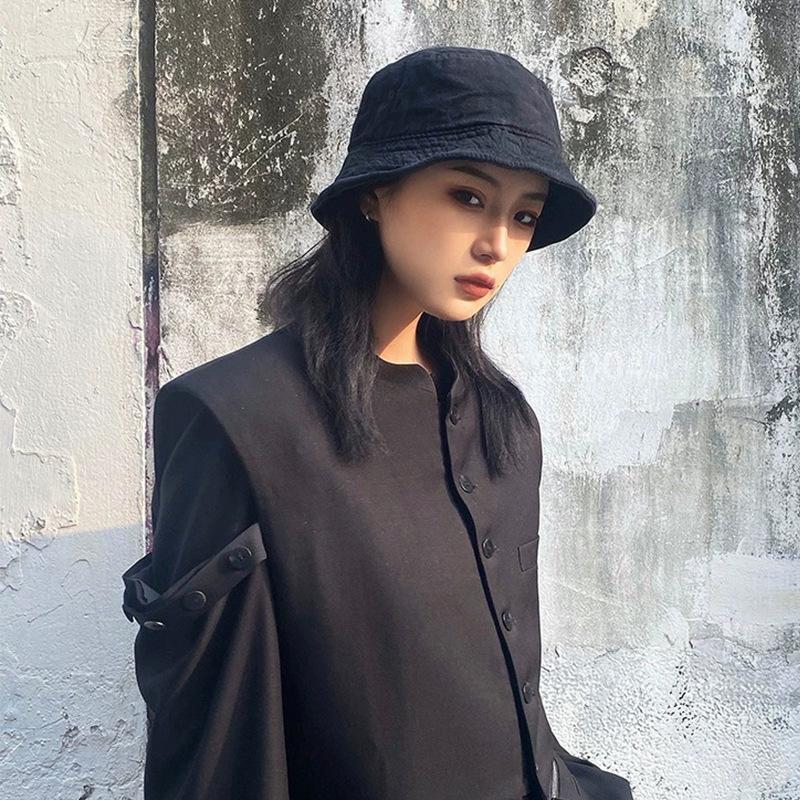 

Washed solid color old bucket hat men and women versatile hat hip hop street trendy brand retro basin hat One Size peacock синього кольору