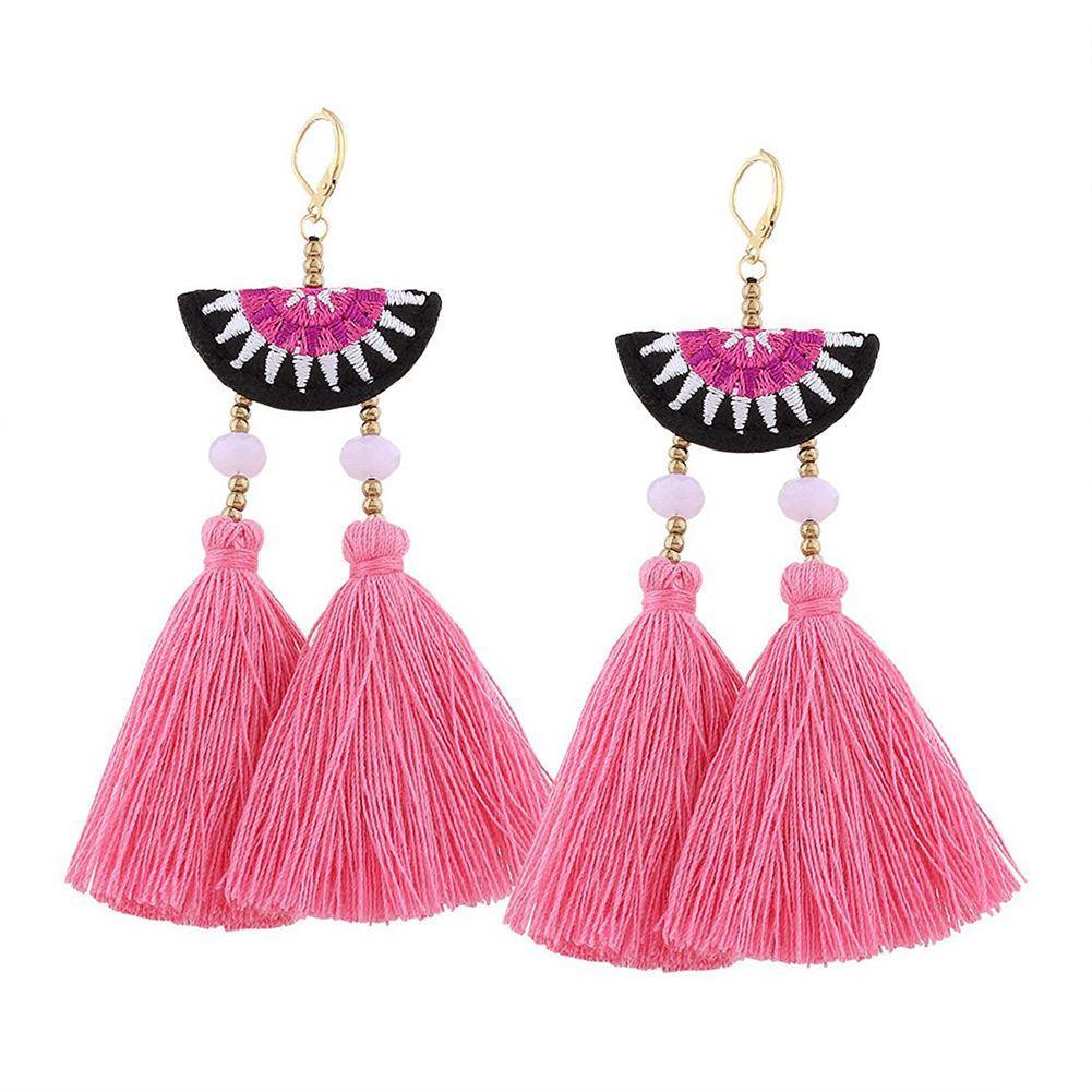 ball earrings|clip on earrings|ear cuffs|dangle earrings|earring jackets|hoop earrings|stud earrings|Exaggerated earrings long knitted national wind studs. European and American earrings