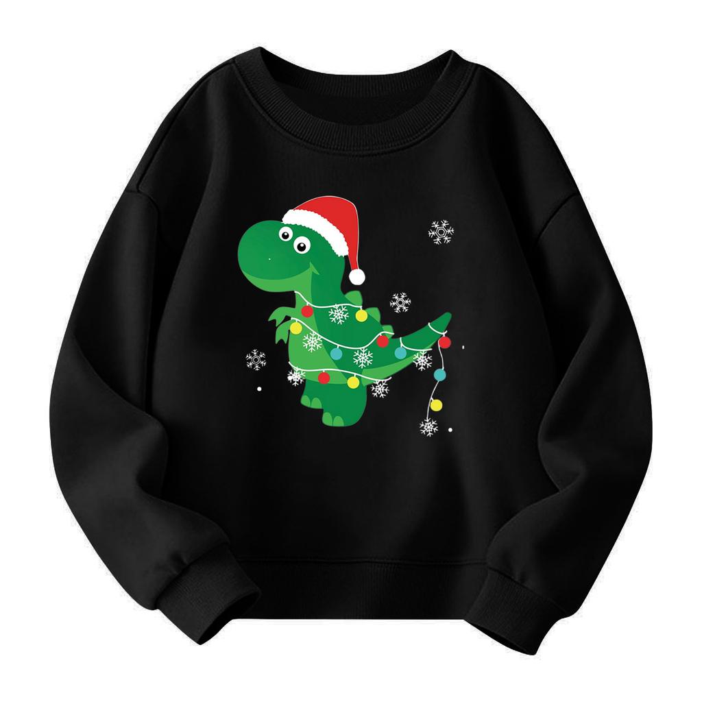 Julegenser for jenter med rund hals til barn, trykte babytopper