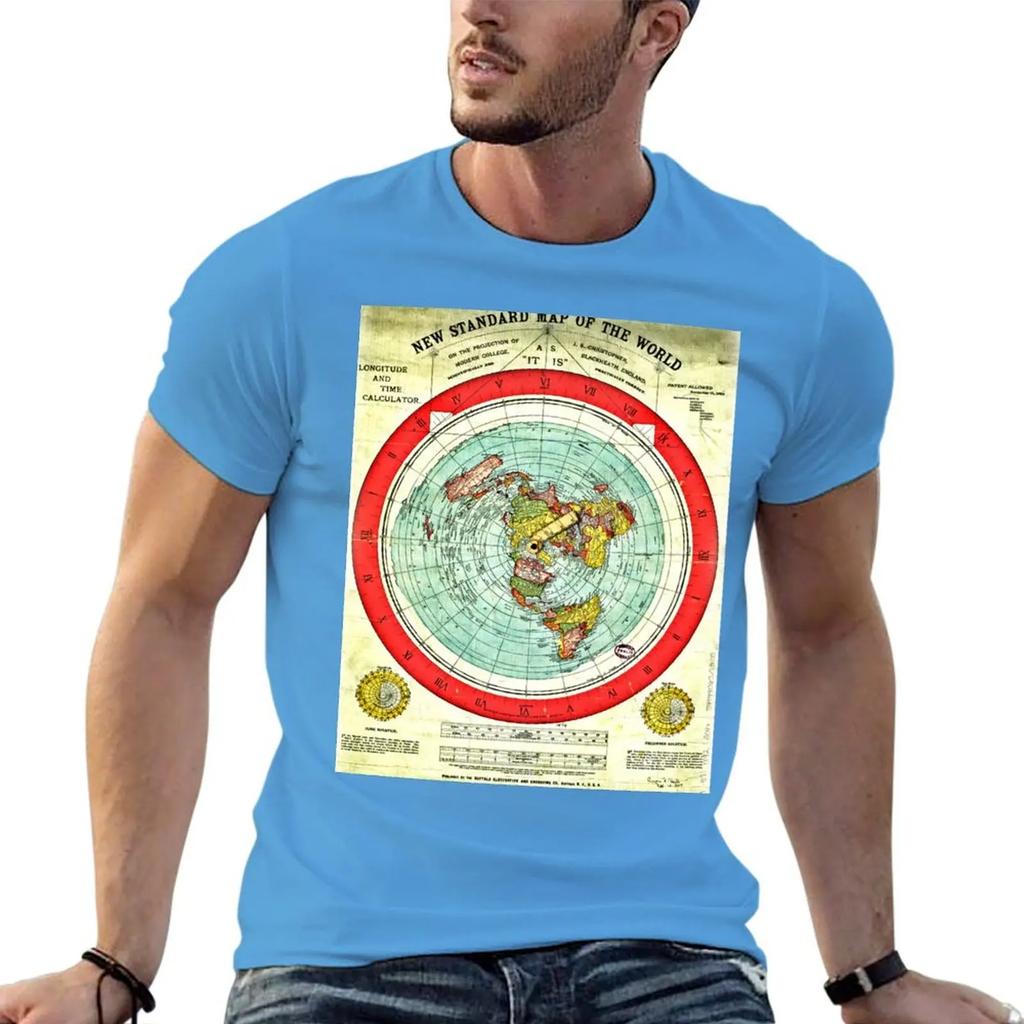 Gleason 1892 Flat Earth Map Research Flat Earth T-Shirt Vintage Anime Shirt Anime Stuff Plus Size Men Clothing