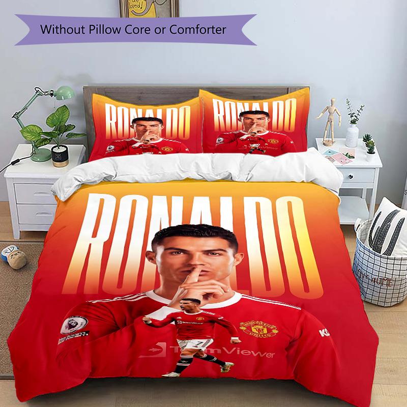 Ronaldo'S Stille Druck 3-teiliges Bettwäsche-Set Bettbezug mit 2 Kissenbezügen Heim-Geburtstagsgeschenk