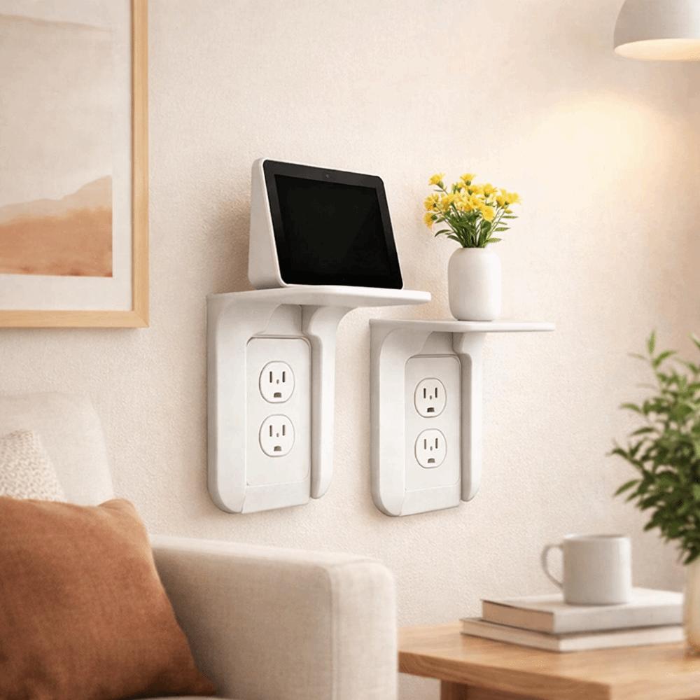 2PCS No Drilling Switch Storage Rack Plastic USB Rack Convenient Wall Outlet Shelf  Living Room