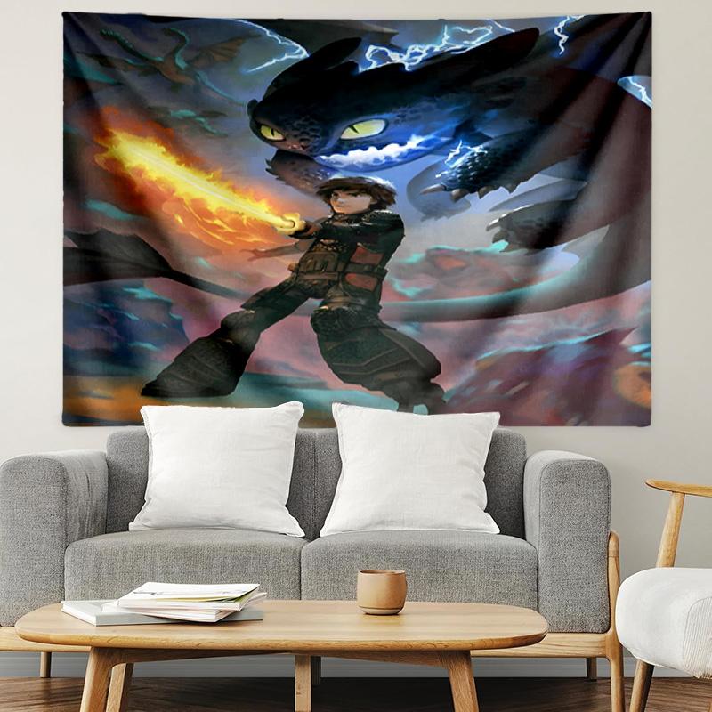 How to Train Your Dragon Print Tapestry, Lightweight Wall Hanging, for Bedroom, Dorm, Living Room, Home Art Decor, Birthday Christmas Gift for Friends
