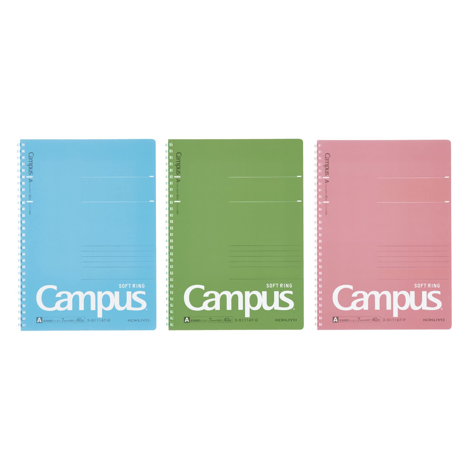 Тетрадь Kokuyo Campus с мягким кольцом, в точку, с линейкой A, формат B5, набор из 3 цветов, S-S111ATX3CSET