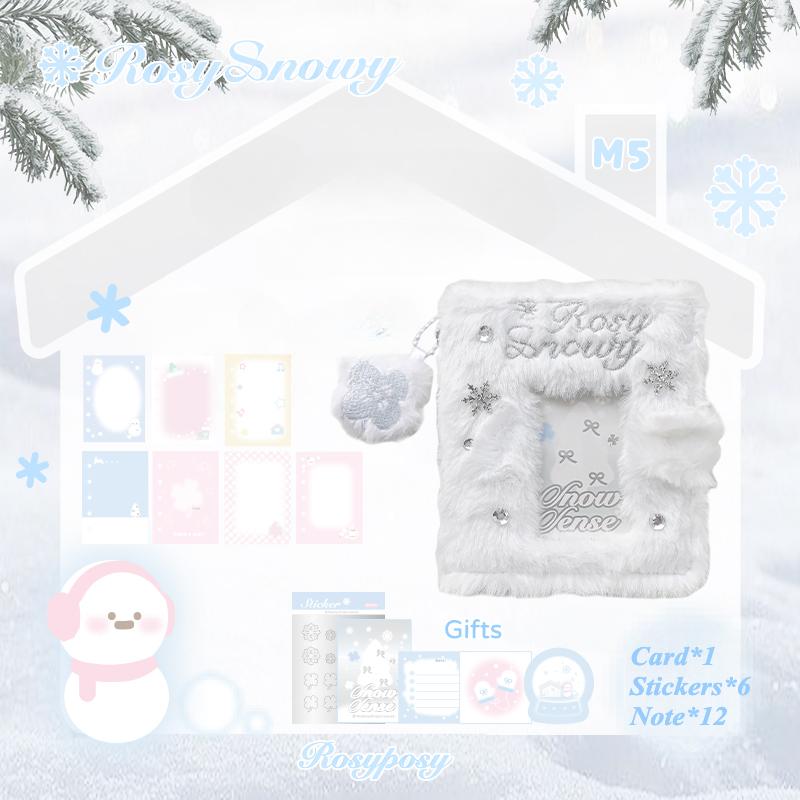 M5 Cute Gloves Plush Photocard Album Fluffy Kpop Photocard Holder for 3 Inch Idol Card Photo Albums with Mini Pendant Note Book