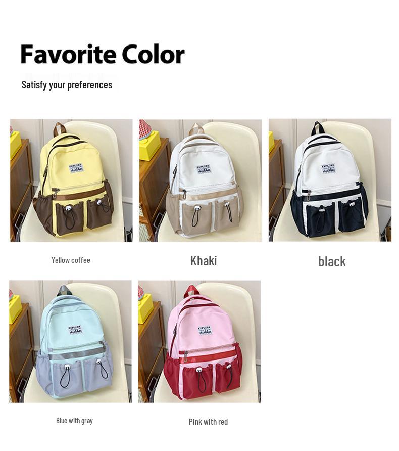 Large Capacity Backpack for Primary and Junior High Students - Durable Color Block Design for Outings, Third and Fourth Grade