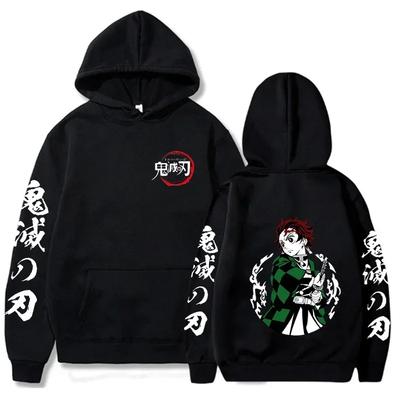 Japanischer Anime Demon Slayer Kamado Tanjirou Hoodie Herren Mode Cartoon Kapuzenpullover Pullover Harajuku Langarm Kleidung Sweatshirts