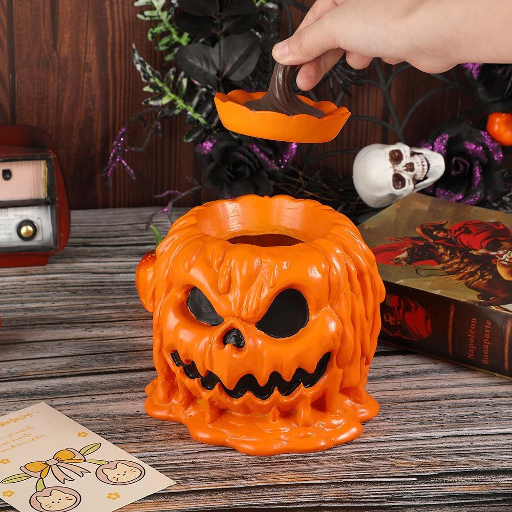 Halloween Fun Pumpkin Head Ornament Cartoon Pumpkin Flower Pot Resin Crafts Home Decoration Wax Pumpkin