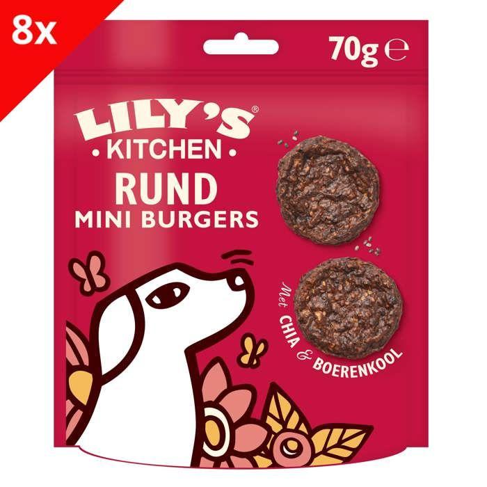 Lily's Kitchen Friandises Recette sans céréales pour chien - Burgers au boeuf 70g (Lot de 8)