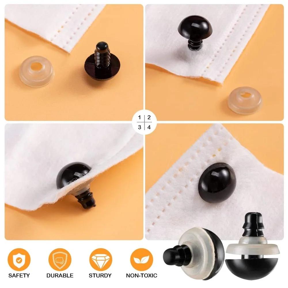 100PCS 6-12mm Plush Doll Eyeball Accessories Black Plastic Plush Safety Eyes for Toys DIY Making Animal Doll Sewing Tools