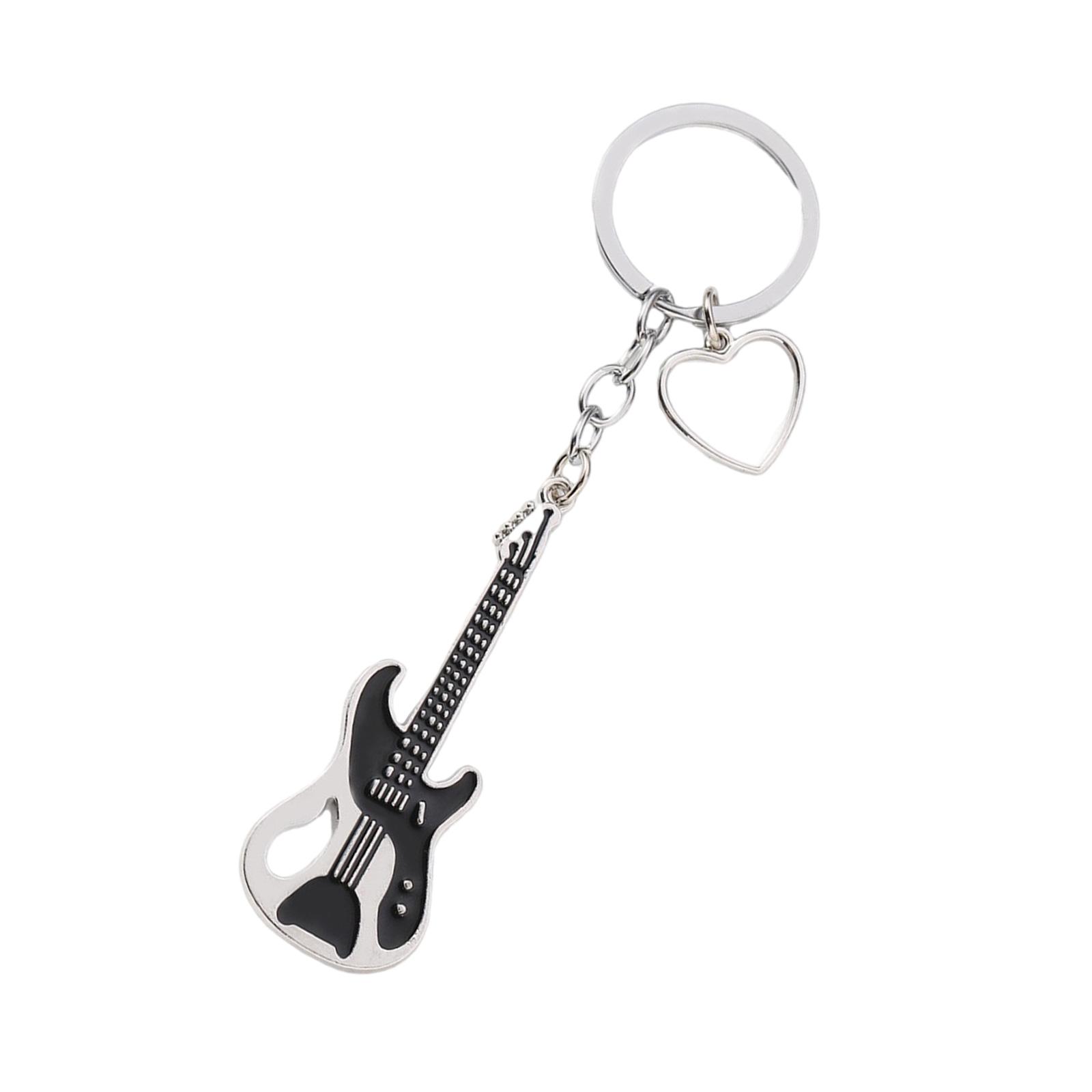 

Элегантный металлический брелок для ключей в виде полой гитары со стразами, металлическая подвеска для любителей музыки и моды чёрный