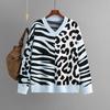 2023 Autumn/Winter Leopard Print Patchwork Knitwear Pullover Sweater