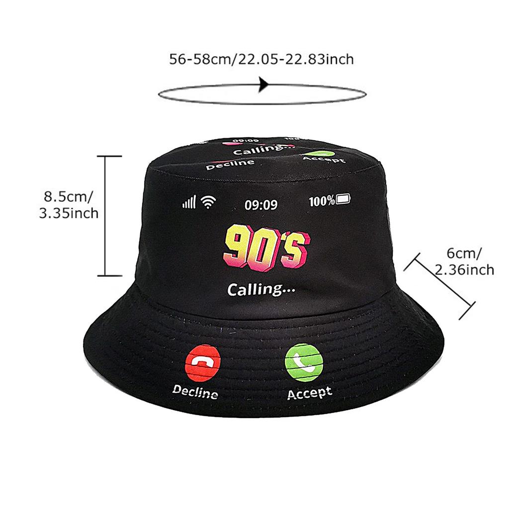 Foldable Bucket Hat Adult 80s 90s Nostalgic Colorful Print Fisherman Hat Fashion Reversible Hat for AllAge Person