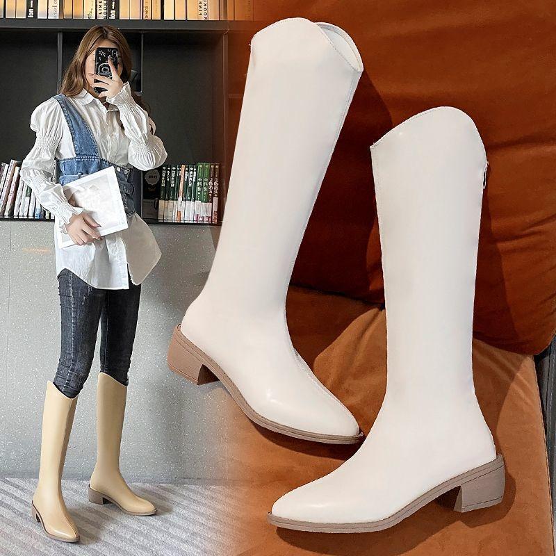 Coarse Heel Comfortable Knight Boots Pointed Versatile Boots Women's Autumn and Winter New Spice Girl Style