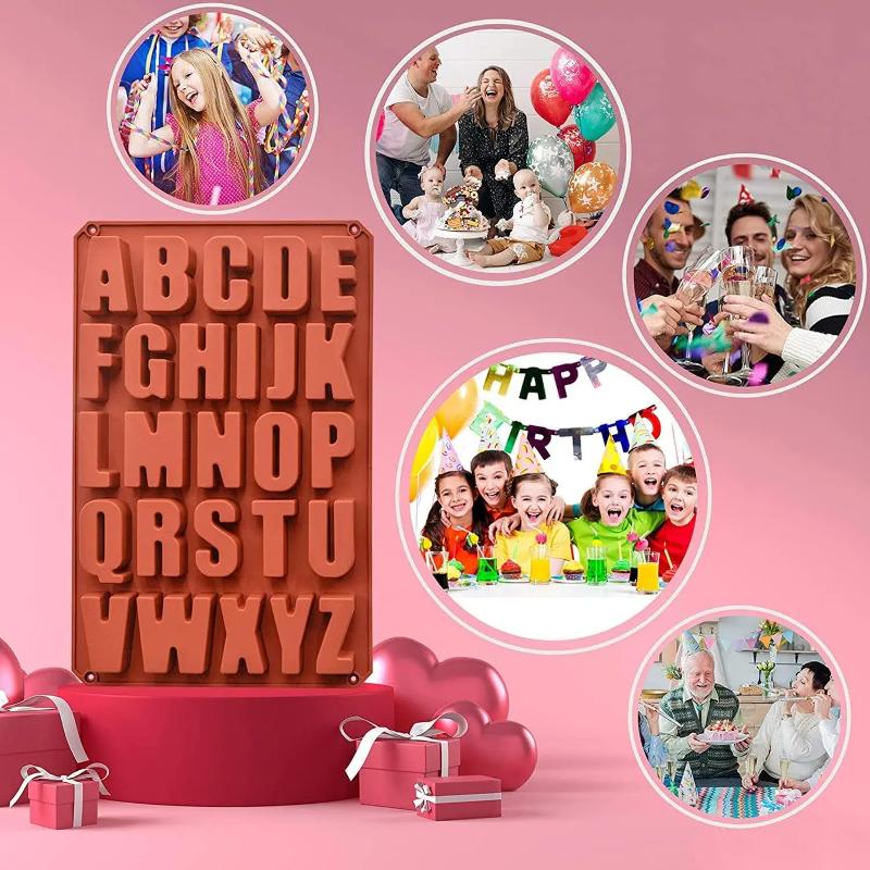 DIY Big 26 English Letter Baking Tool Mold Festival Party Sugar Flipping Candle Decoration Mold Gypsum Concrete Silicone Mold