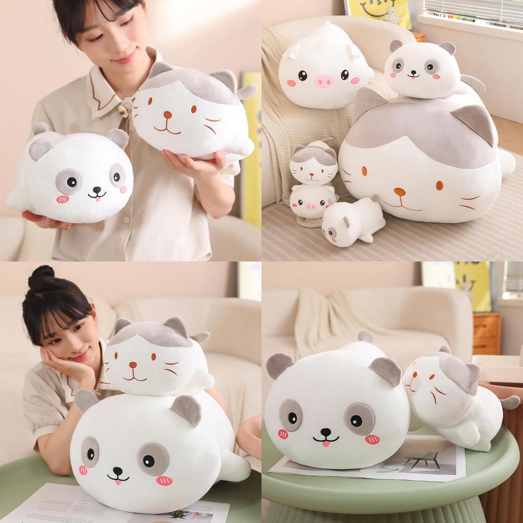 Adorable Dingding Series Plush Pillow Soft Cartoon Stuffed Toy For Girls Panda And Pig