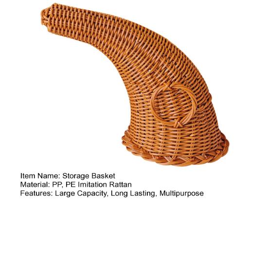 Vánoční koš hojnosti Koš ve tvaru rohu z ratanu Velkokapacitní víceúčelový úložný koš Díkůvzdání Domácí dekorace