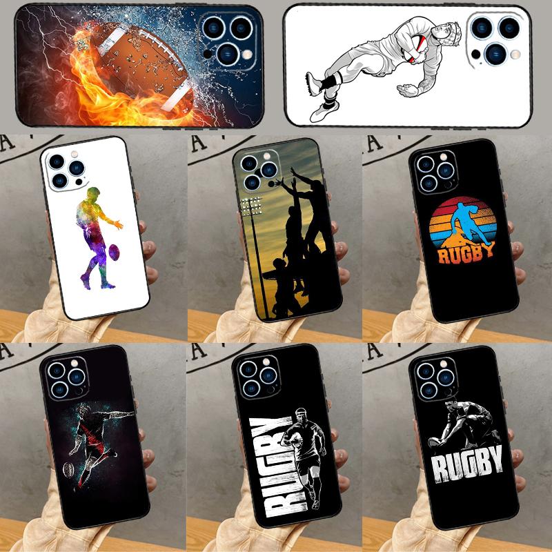 Rugby Phone Case For iPhone 16 Pro Max 15 13 12 11 14 Pro Max Plus 12 13 Mini XR 16e Funda Cover