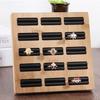 Ring Storage Holder Sturdy Construction Square Shape Smooth Edge Eco-Friendly Burr Free Decorative Wood 15 Slots Ring Display Showcase Organizer Tray