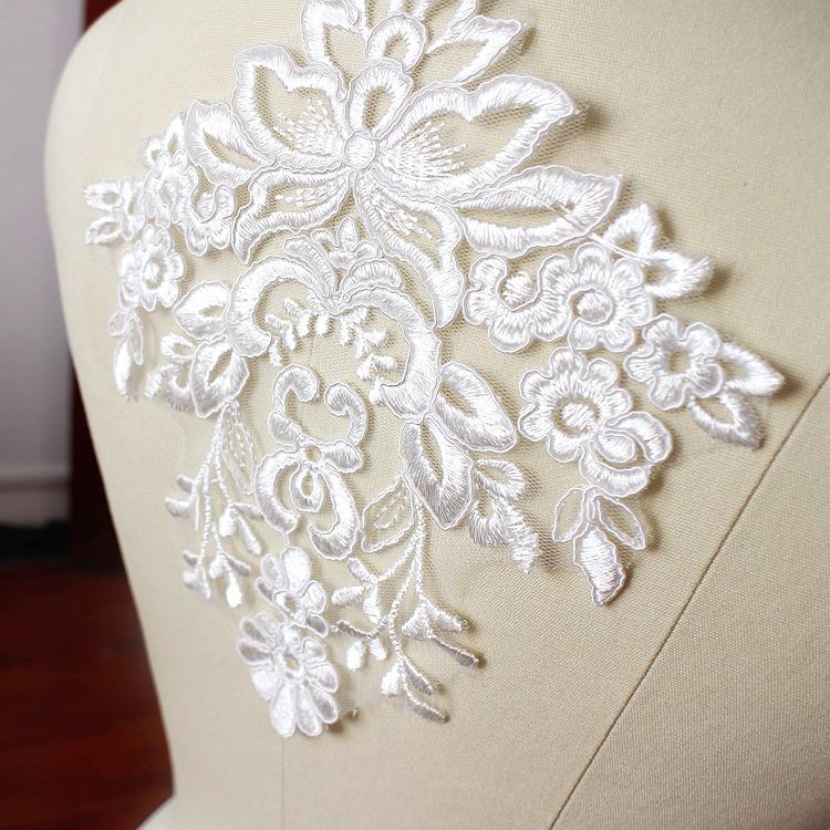 Embroidery Lace Flower Accessories, Handmade Diy Material Wedding Head Jewelry Accessories Clothes Clothing Accessories White