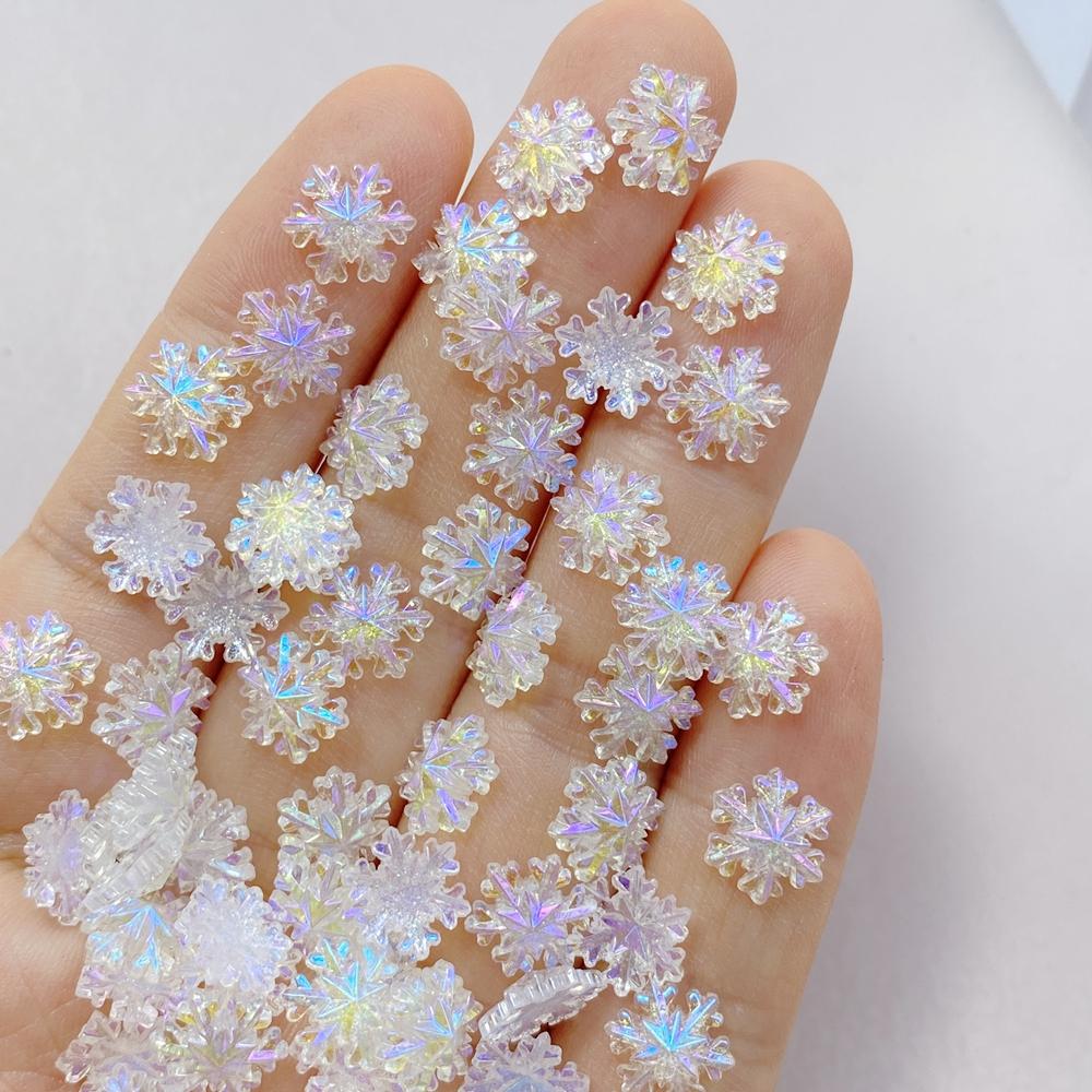

50 шт. Милые мультяшные мини цветные снежинки Нейл-арт смола Дизайнерские шармы DIY поделки для ногтей 3D украшения Ювелирные изделия