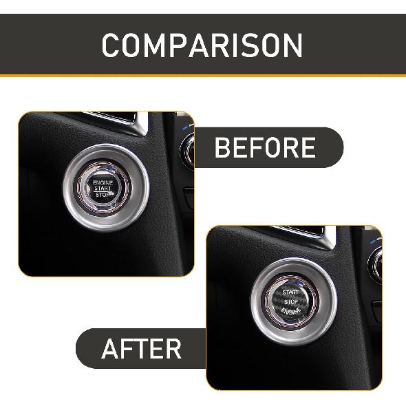 1 PC Car Start Button Decorative Sticker, Engine Start Button Cover Accessories, Car Ignition Button Cover Replacement, Suitable for Most Cars