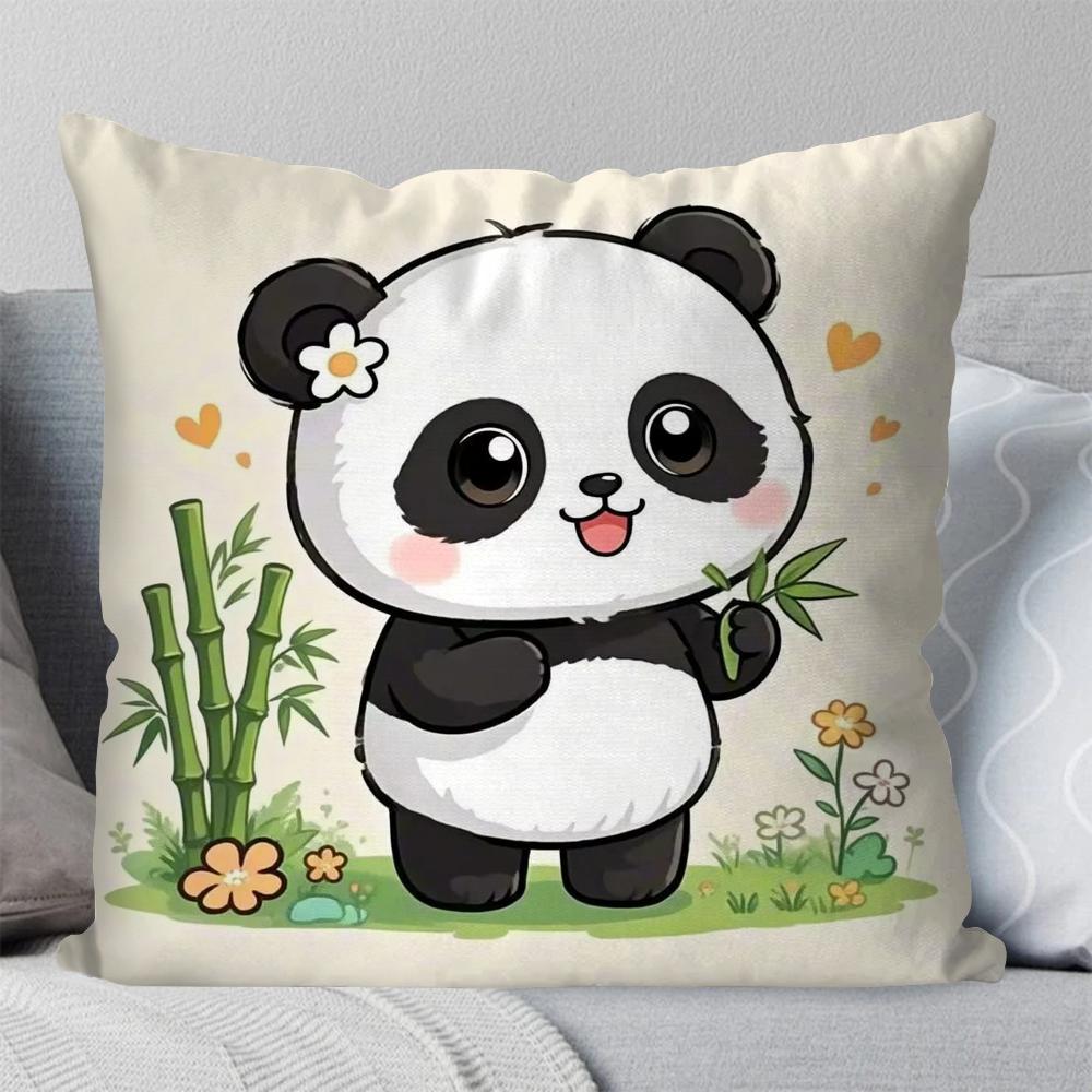 

1pc Animated Panda Pillow Case Square Pillow Bedroom Sofa Leisure Comfort Cushion Car Living Room Home Decoration 40X40 16x16Inch
