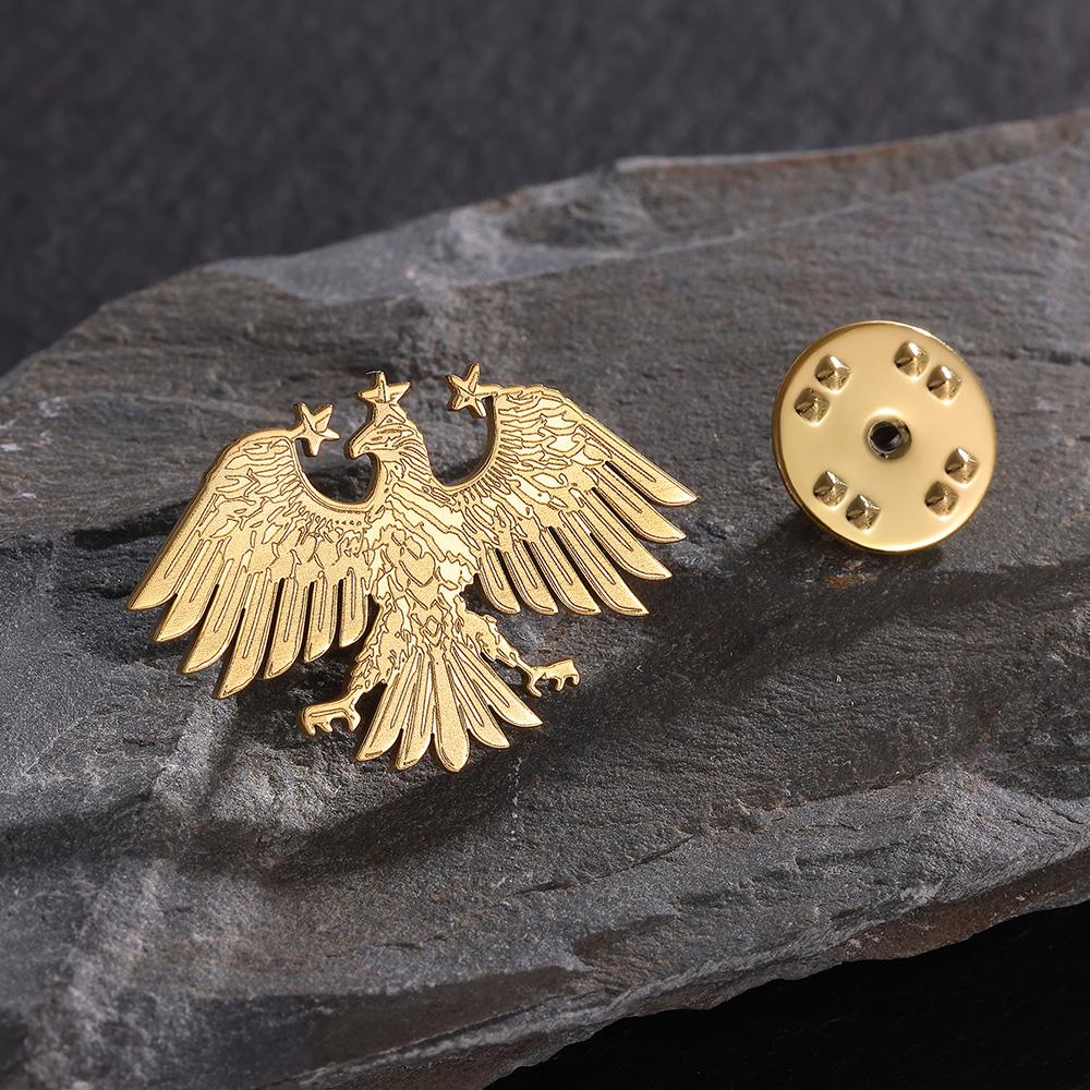 Custom Eagle Brooches For Men Personalization Any Logo Emblem Brooch Gold Color Stainless Steel Decorative Jewelry Birthday Gift