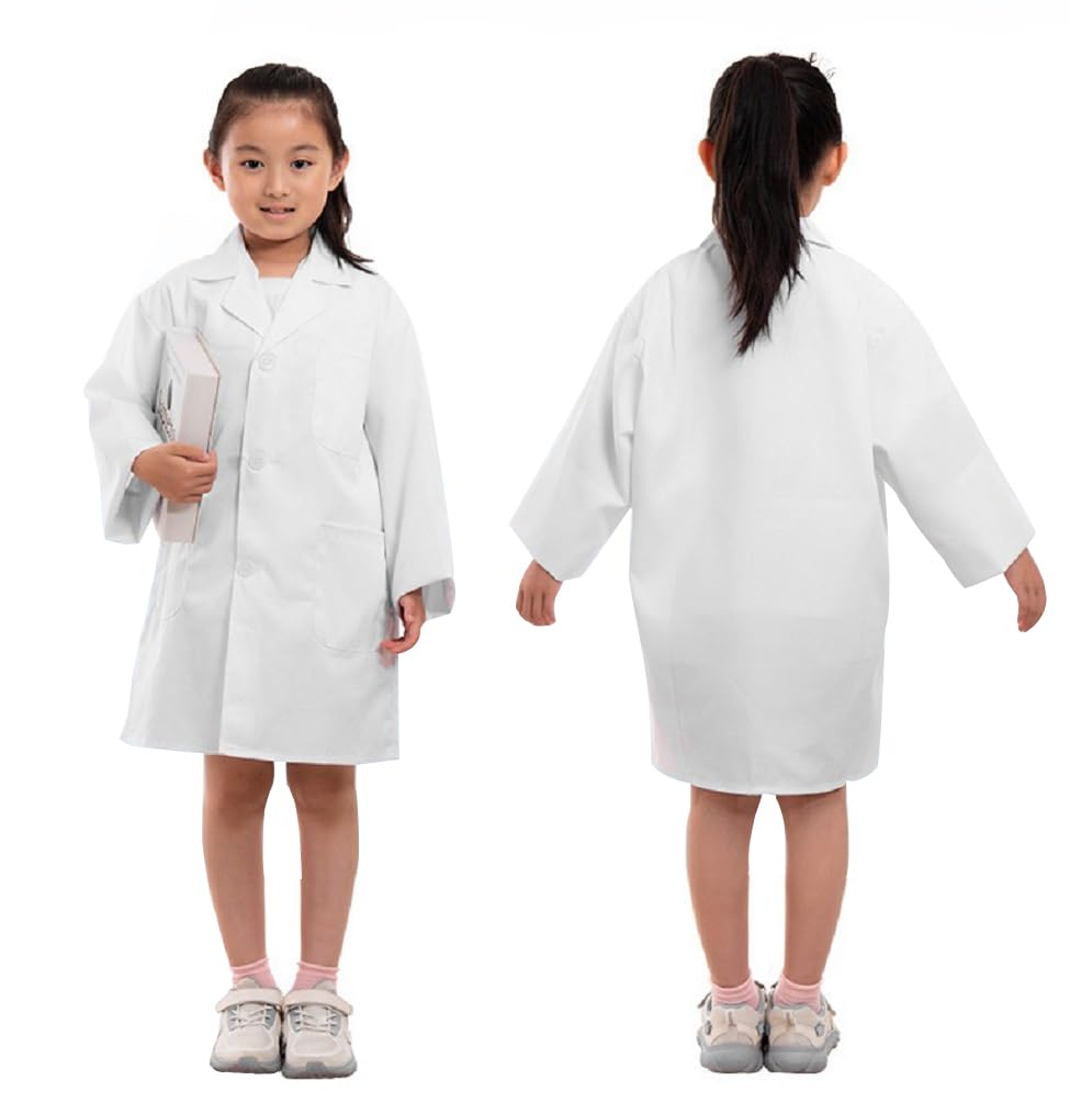 Youngfull Kids' Lab Coat, Doctor's Coat, Examination Coat, Lab Coat, Medical, Event, Scientist, Cosplay Costume, Halloween, Size S