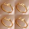 Hot-selling English letter ring gold cold wind simple love titanium steel women's ring adjustable