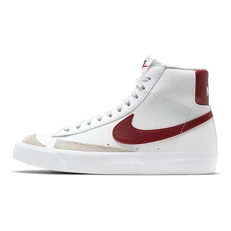 Nike Blazer Mid 77 Slip Resistant Cushioning Abrasion Resistant Mid top Skateboard Shoes White Red Unisex DA4086-102