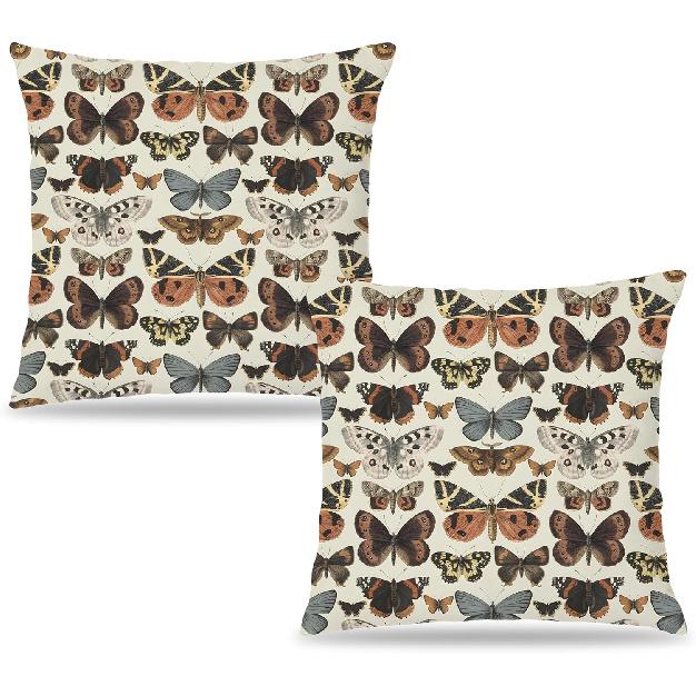 Gothic Moth Butterfly Pillow Covers 18x18 Set of 2, Dark Academia Witchy Moon Celestial Pillow Covers for Couch, Gothic Home Decor,Witchy Decor