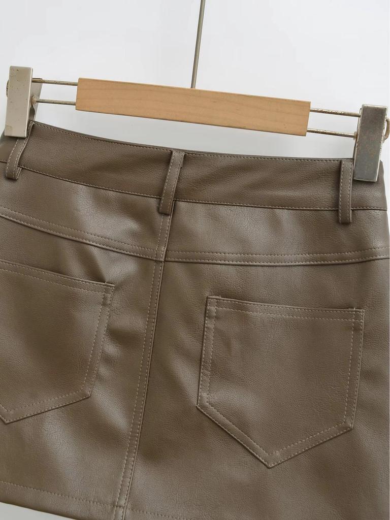 2025 High-Waist Anti-Exposure PU A-Line Skirt with Underpants - Sexy Autumn/Winter Hip-Hugging Skirt