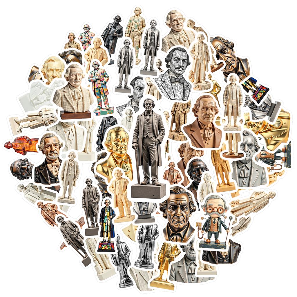 35-100pcs Historical Figure Stickers Teacher Reward Stickers Stationery School Supplies Decorative Luggage Laptop Cup Diary Book