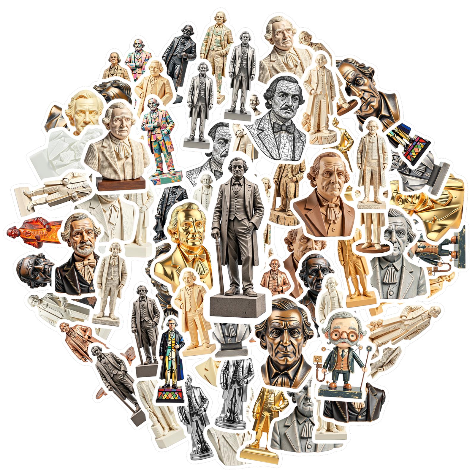 

35-100pcs Historical Figure Stickers Teacher Reward Stickers Stationery School Supplies Decorative Luggage Laptop Cup Diary Book