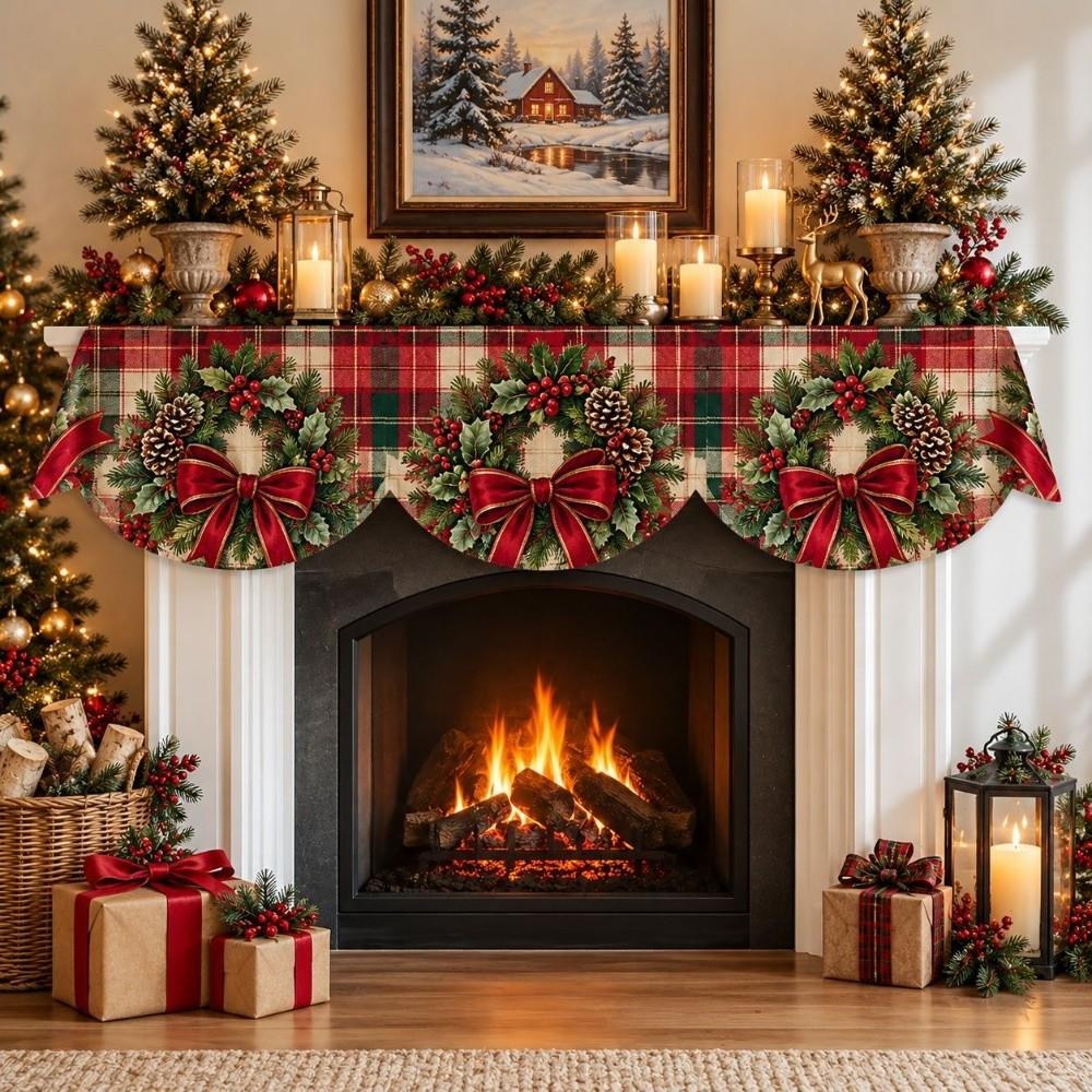 Impact-resistant Christmas Fireplace Scarf Stain-resistant Xmas Fireplace Cover New Year