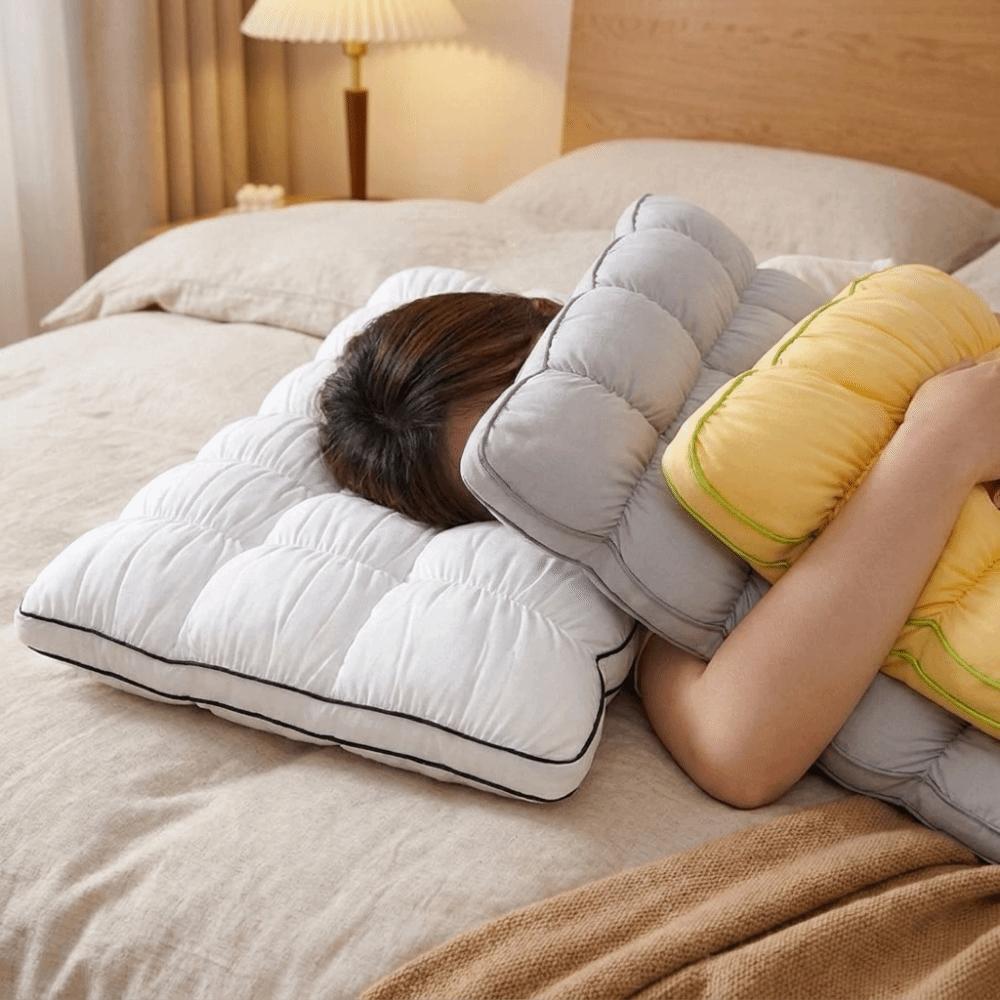 Fluffy Quilted Cooling Pillow Skin-friendly Neck Support Pillow Creative Sleeping Pillow  Hotel