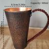 Vintage Copper Coffee Mug,Camping 500 ml Handcrafted Woven Handle Hammer Texture Cold Drink Cup,Unique Gifts Tea Cup Tableware