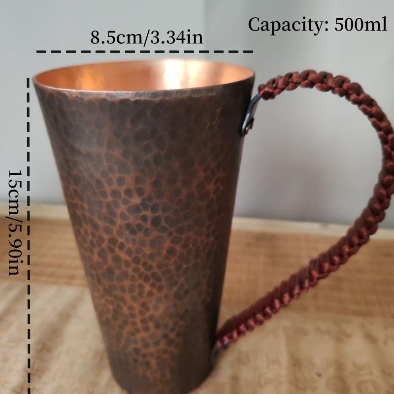 Vintage Copper Coffee Mug,Camping 500 ml Handcrafted Woven Handle Hammer Texture Cold Drink Cup,Unique Gifts Tea Cup Tableware