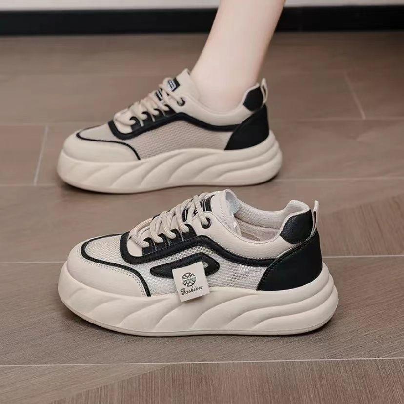 Breathable mesh little white women's shoes bread shoes thick sole versatile and high soft baseplate women's shoes