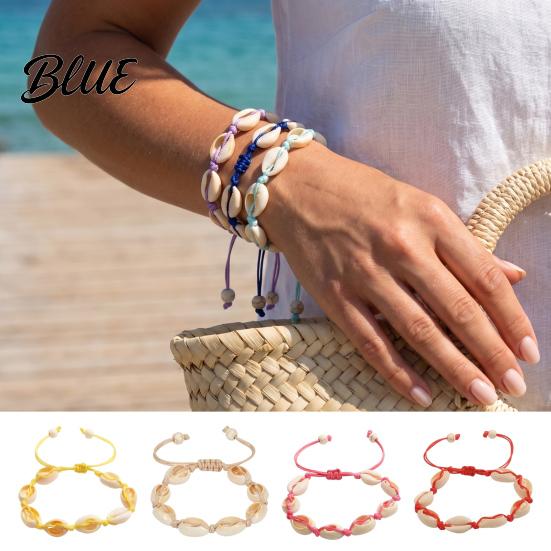 Summer Outfit Accessories Handmade Seashell Bracelet Natural Shell Boho Beaded Adjustable Chic Gift for Her Woven String Bracelet Women Beach