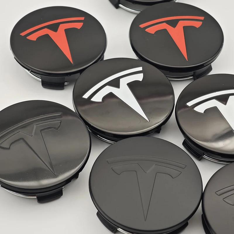 Autoaufkleber Tesla 4 Stück 56mm ABS Tesla Model 3 Model Y Original Abdeckungen Radkappen Radnabendeckel für Tesla Model Y X S Auto Zubehör