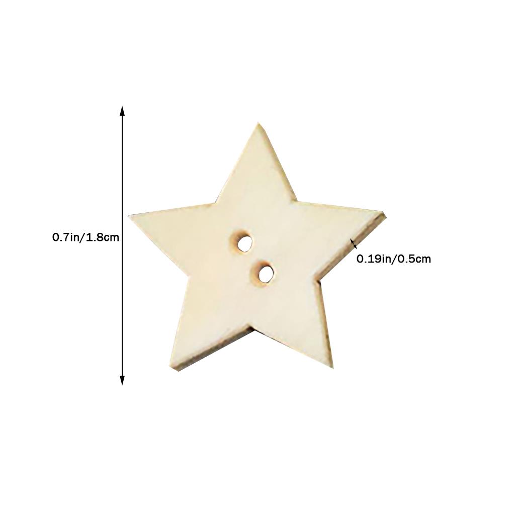 200pcs Wooden Star Buttons 2 Holes Sewing Scrap-booking Buttons Embellishment DIY Craft Decoration