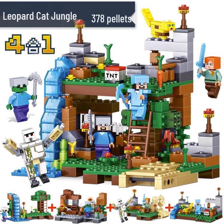 Compatible Lego Bricks: Minecraft Cave, War Village Puzzle for Boys, Birthday Gift